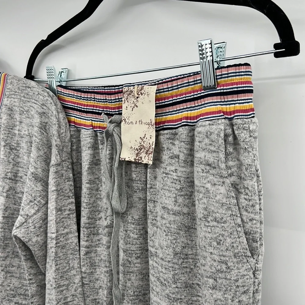 103. Jogger Set Multi Color Sweatshirt/Sweatpant Heather Gray Rose Blue Black - Picture 9 of 16